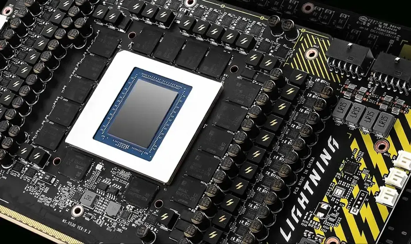Illustration showing the 1000W power delivery capabilities of the MSI LIGHTNING GPU.