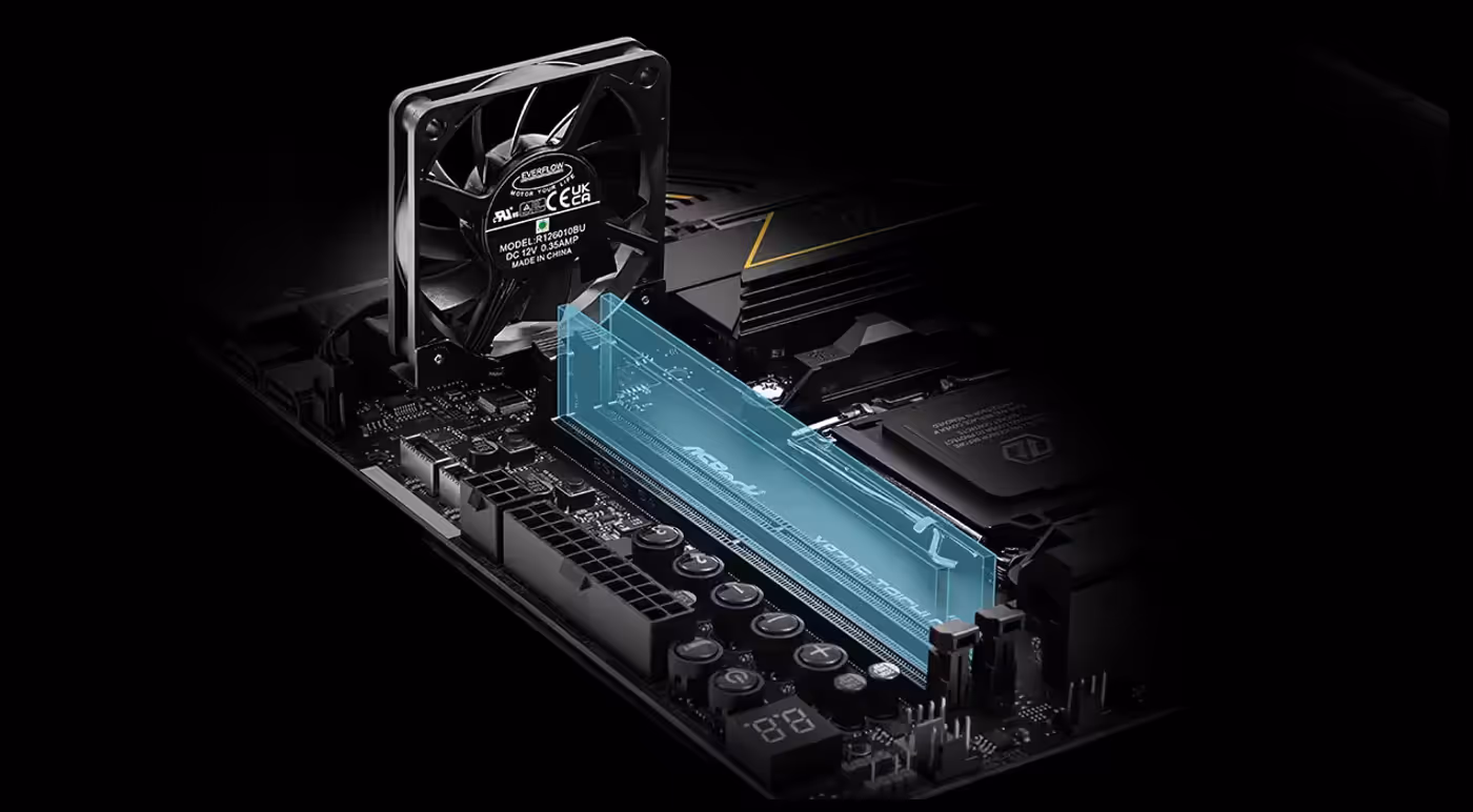 Cooling fan installed to manage temperatures for system DRAM