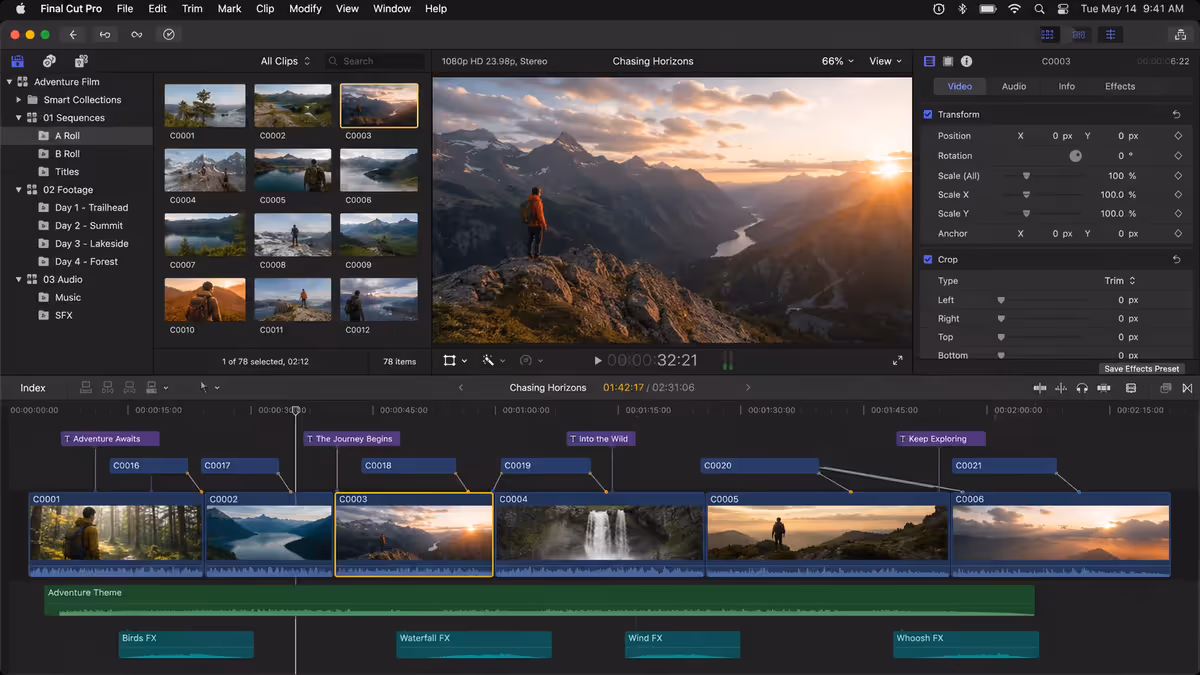 FCP magnetic timeline in action.