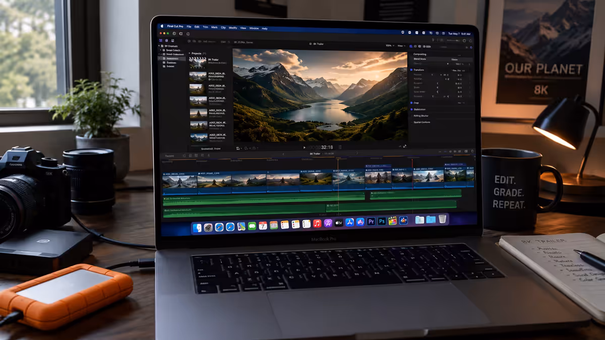 MacBook Pro M-Max editing 8K timeline
