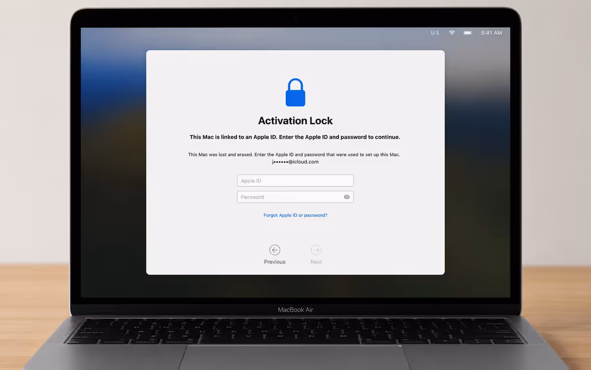 Activation Lock screen on a wiped MacBook