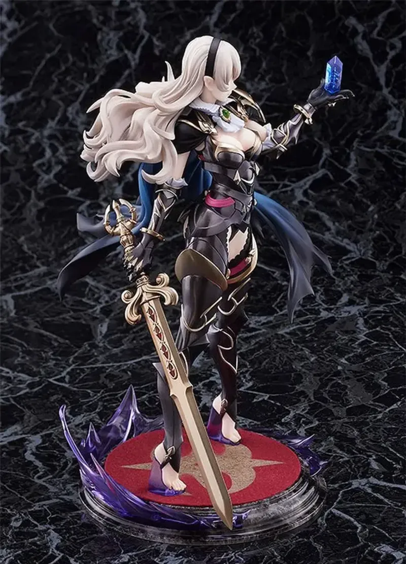 Side view of the Nohr Noble Corrin figure showing the gold accents on the black armour