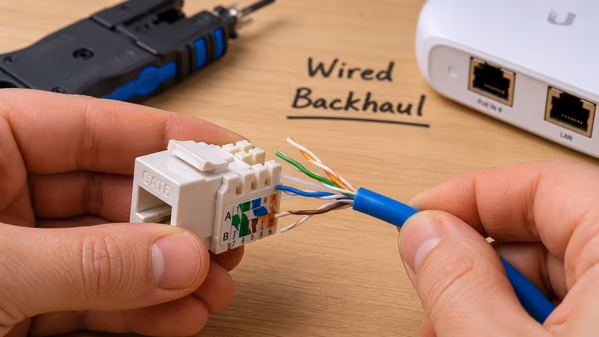 Cat6 cable being terminated