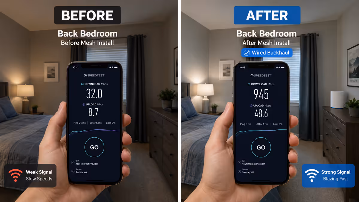 Before / after speed test