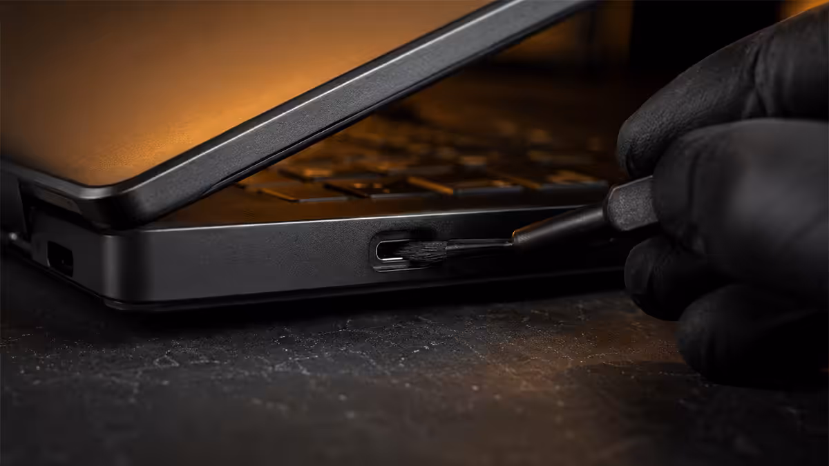 Cleaning laptop charging port