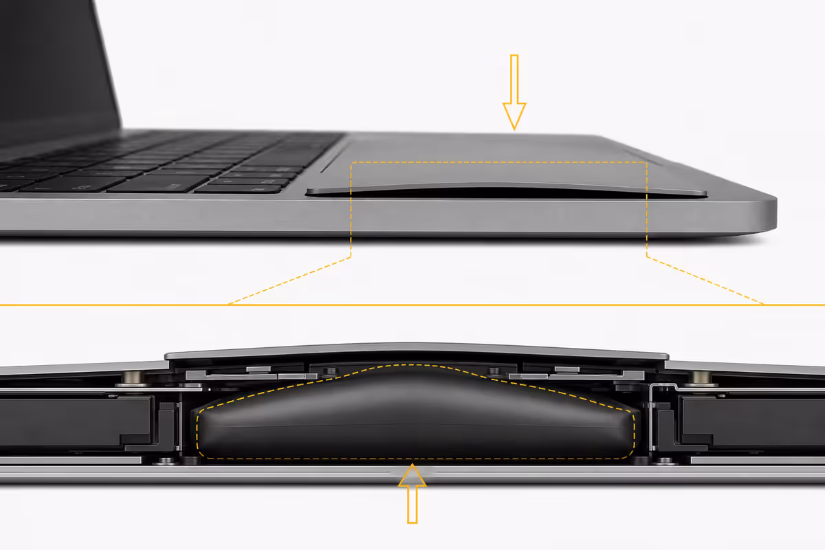 First: is your trackpad bulging upward?