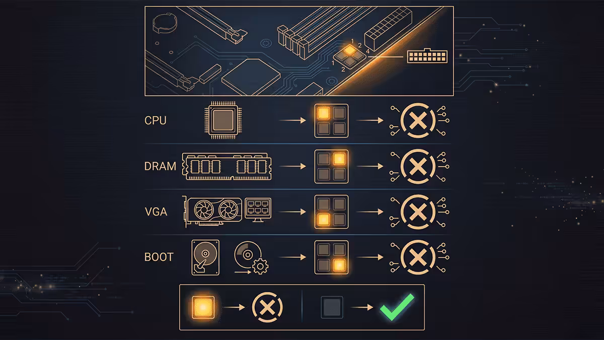 Motherboard Q-LED debug indicators