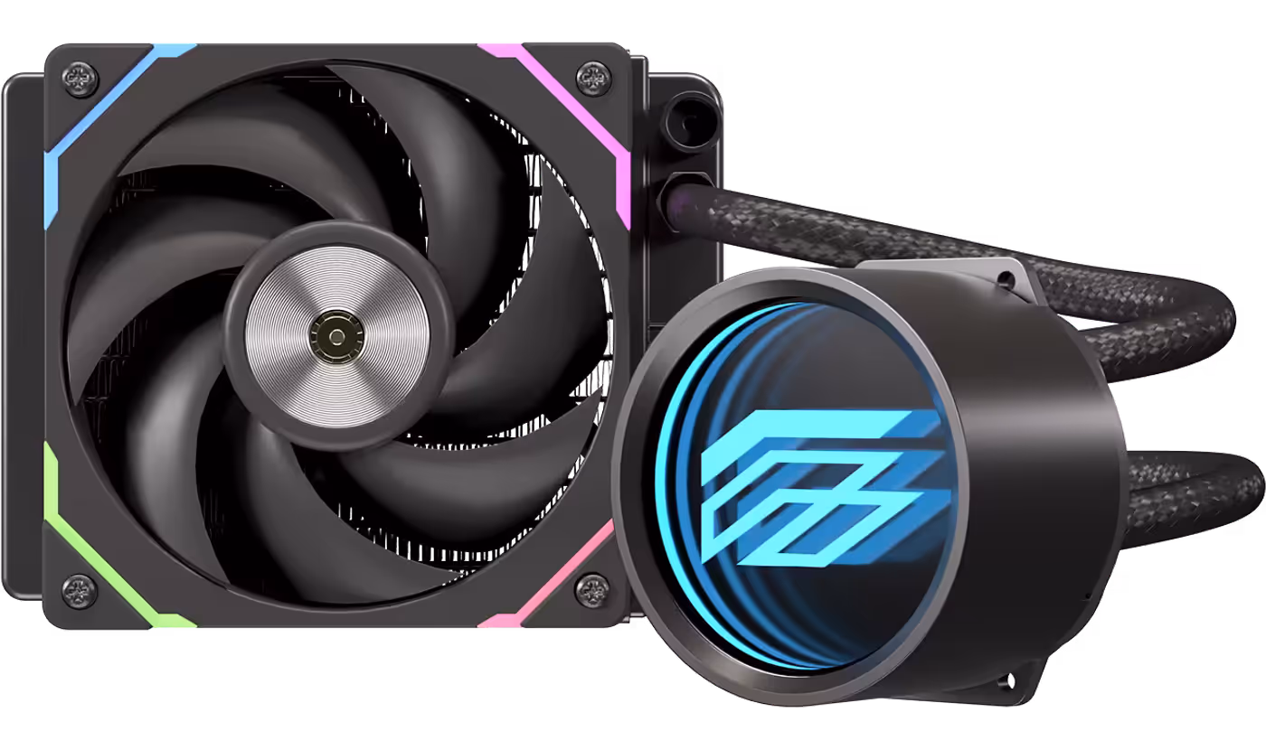 Black configuration option showcasing complete radiator, tube, and block measurements