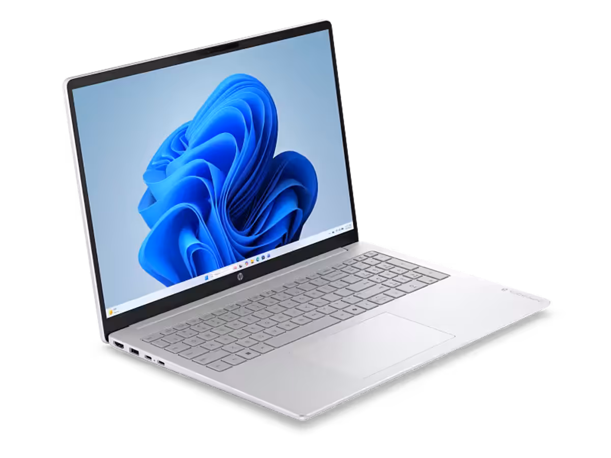 HP OmniBook 3 16 inch Laptop PC in glacier silver and canvas gray shown facing right