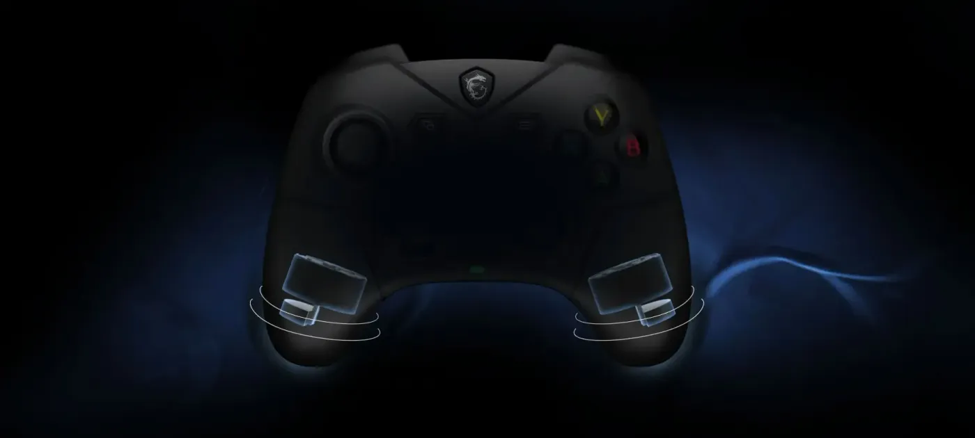 Textured anti-slip grip on the handles of the MSI FORCE GC300