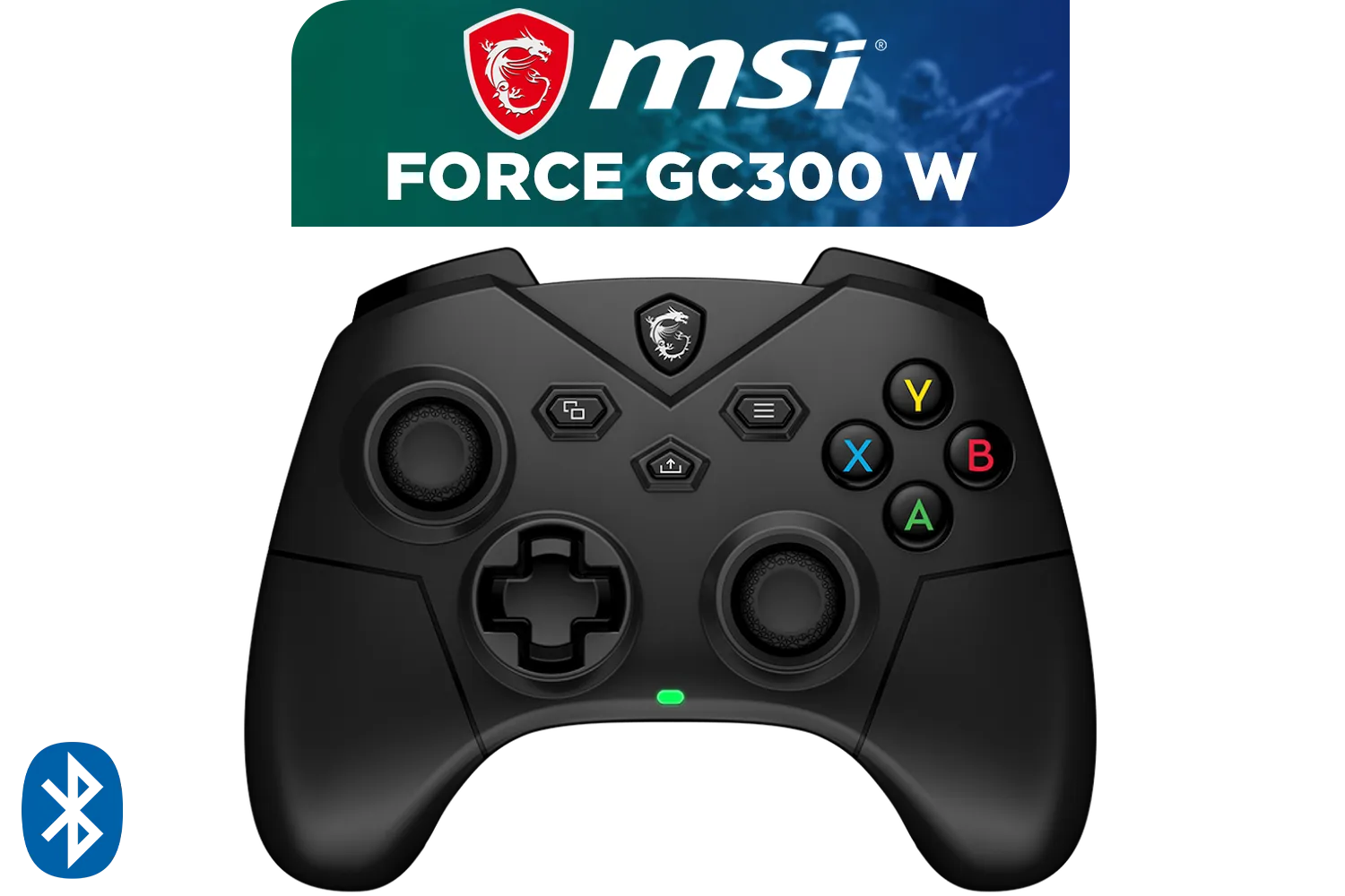 FORCE GC300 Wireless Gaming Controller - Black / 2.4 GHz Wireless, Bluetooth, USB 2.0 (USB-C) / Up to 20 hours (w/o vibration) Battery Life / Compatible Windows 10 & later, Android 8 & later / S10-43G0180-EC4