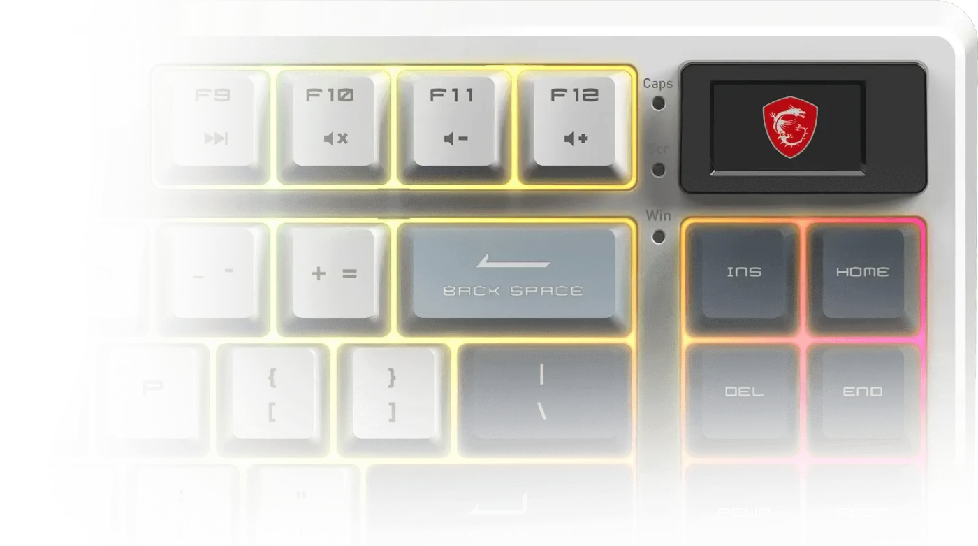 Built-in 1.06-inch display on the keyboard showing status information