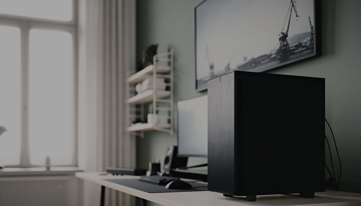 Fractal Design Define 7 Compact case showcasing premium aluminum and tempered glass design