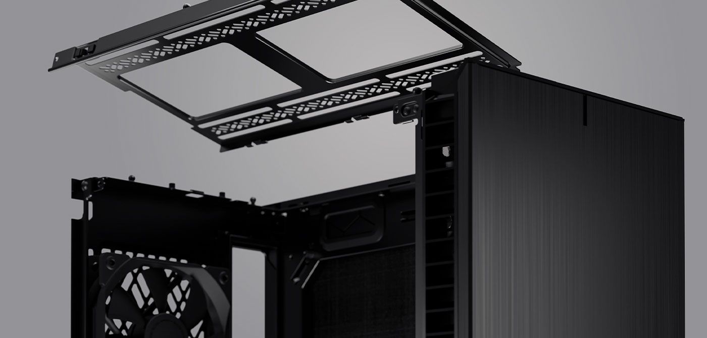 Fractal Design Define 7 Mini top view with removable bracket for easy installation