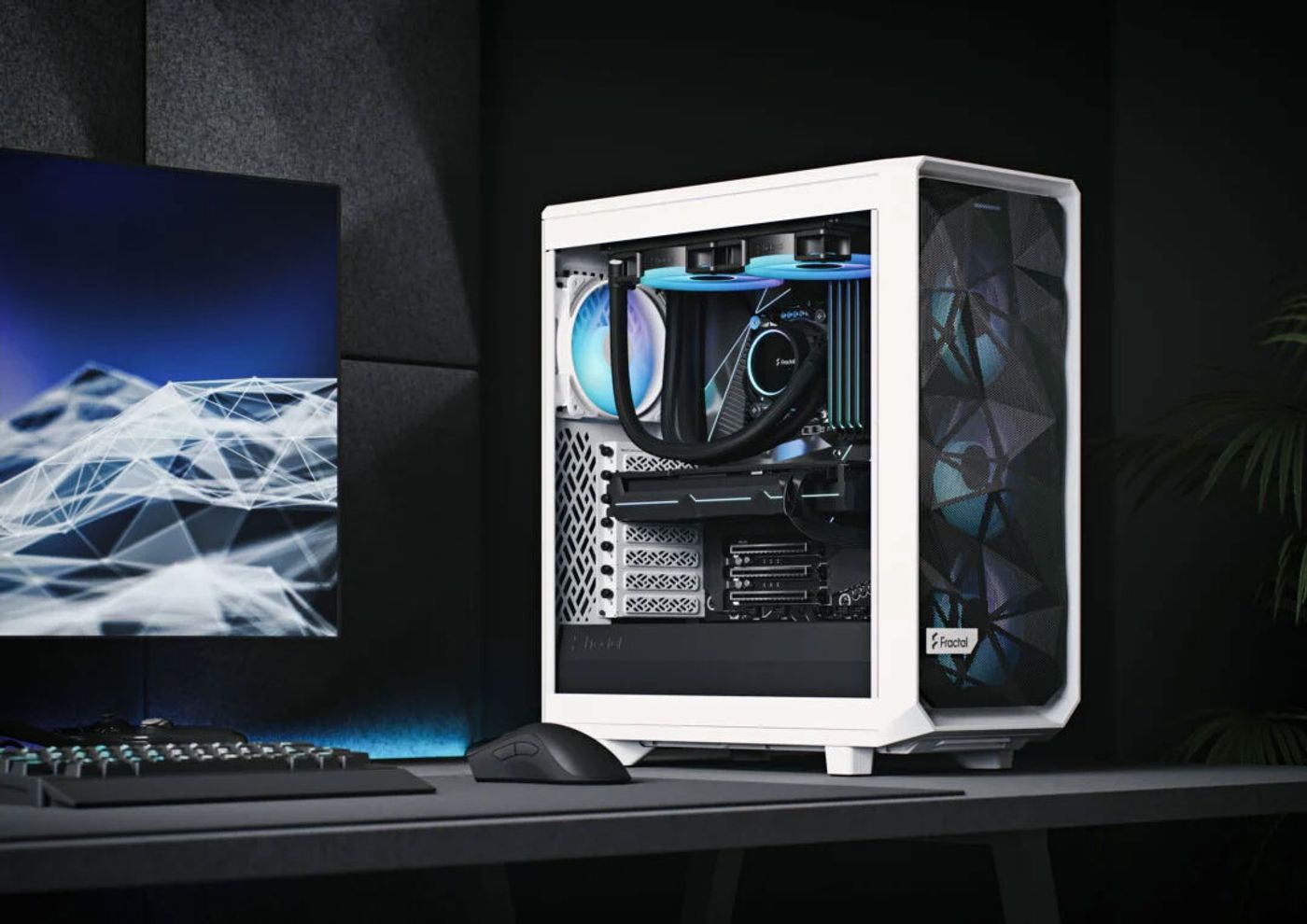 View of the removable front nylon filter on the Fractal Design Meshify 2 Compact