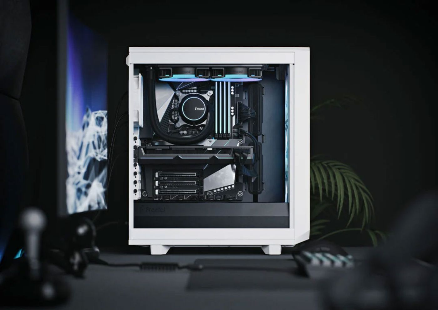 Internal chassis space showing GPU clearance and power supply shroud design