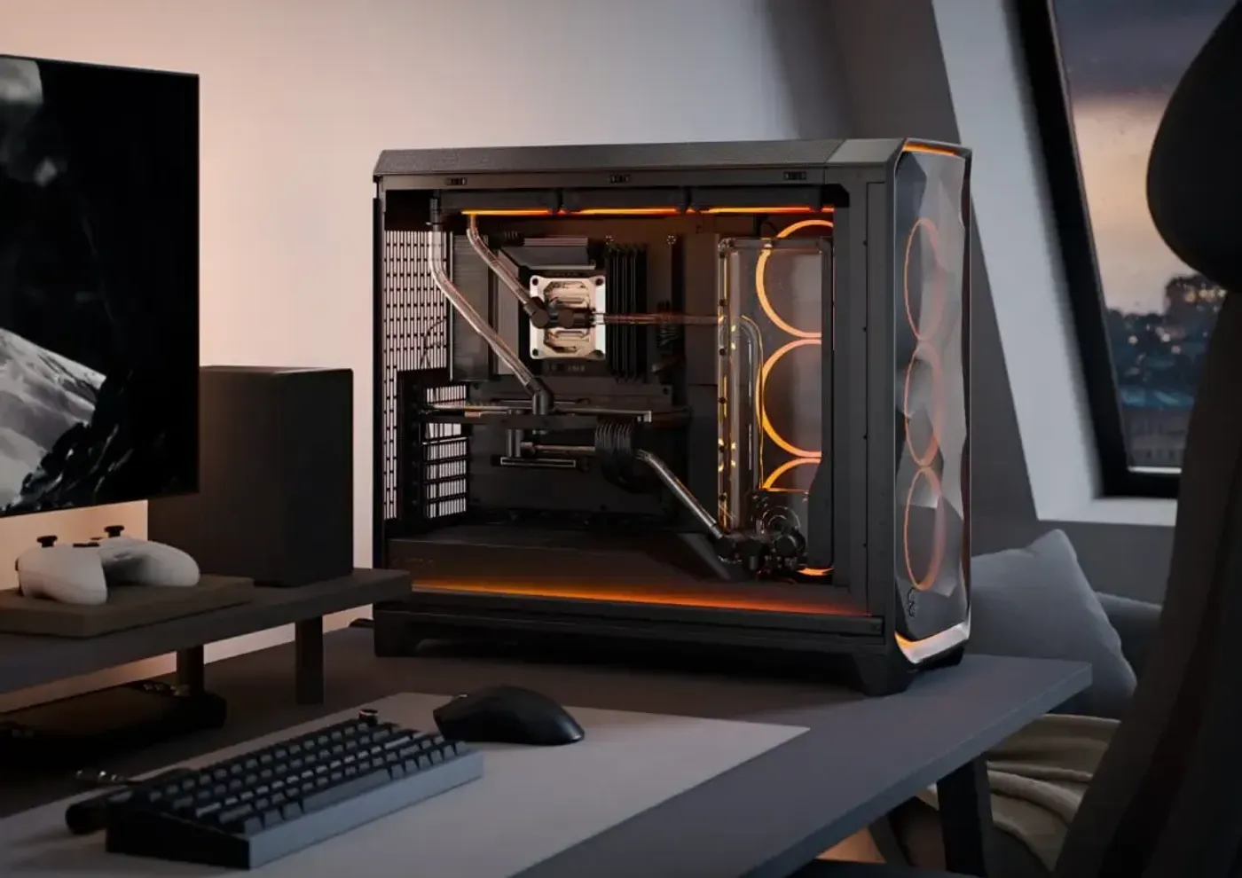 Fractal Design Meshify 3 interior with extensive support for custom water cooling radiators