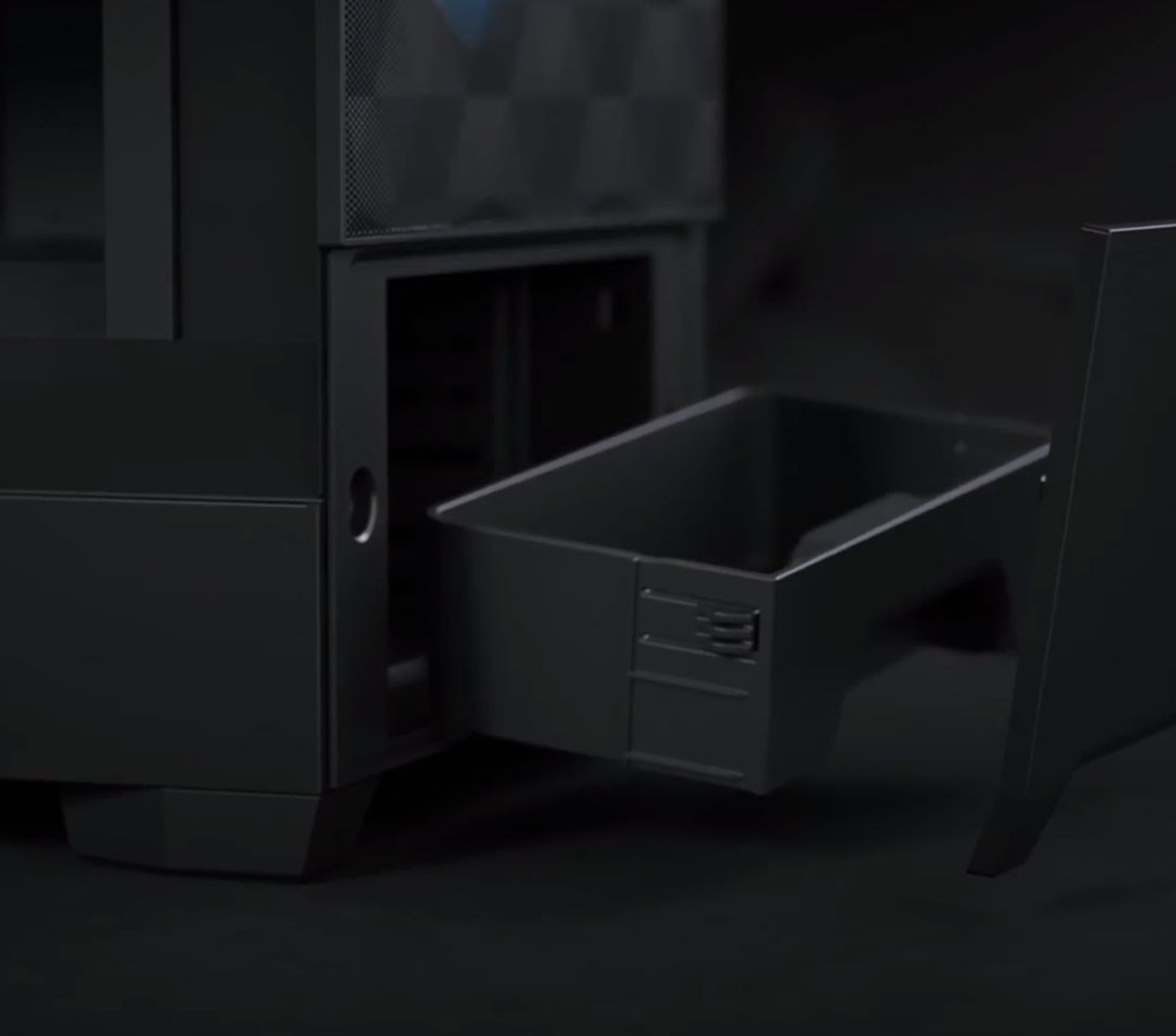 Concealed 5.25-inch storage drawer and magnetic cover on the Pop Mini Air
