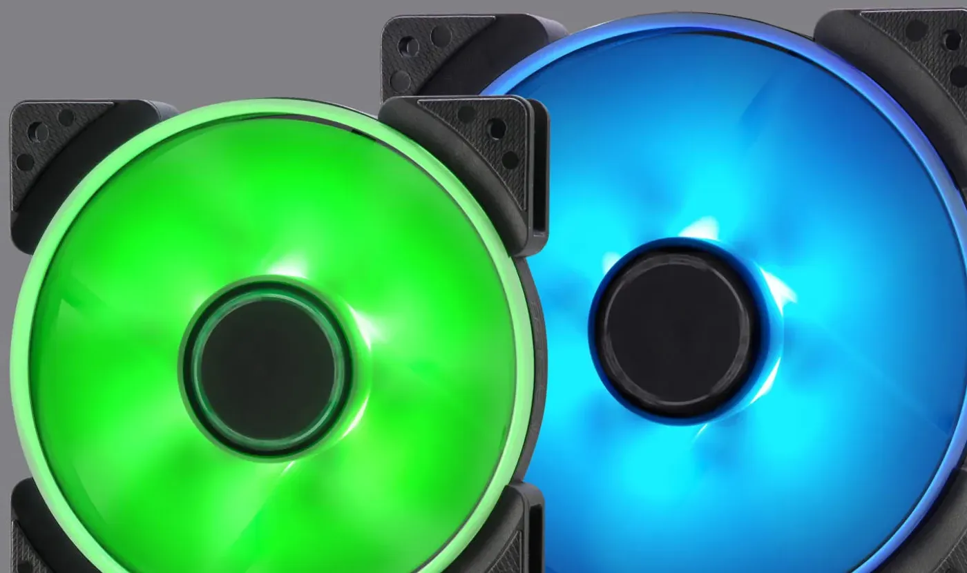 Fractal Design Prisma 140mm RGB Case Fan showcasing vibrant lighting effects