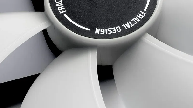 Fractal Design Prisma 120mm cooling fan showing its sleek design and stealth black ribbon cabling