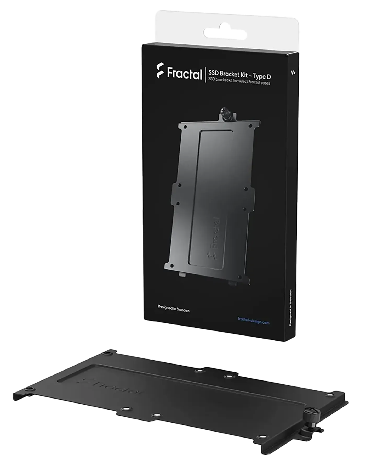 Fractal Design Type D SSD mounting bracket installed in a computer case