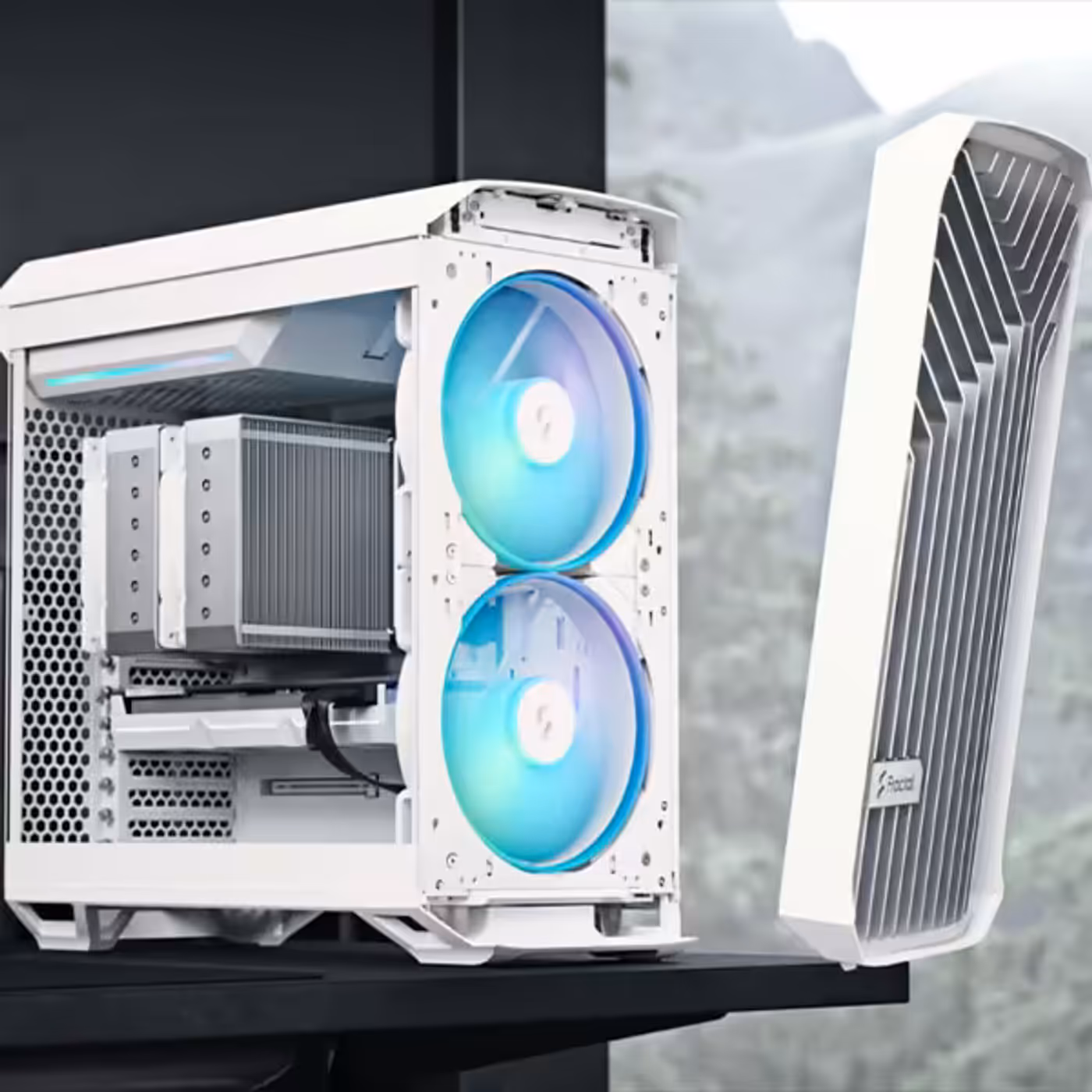 Close up of 180mm fan installation in the Fractal Design Torrent case