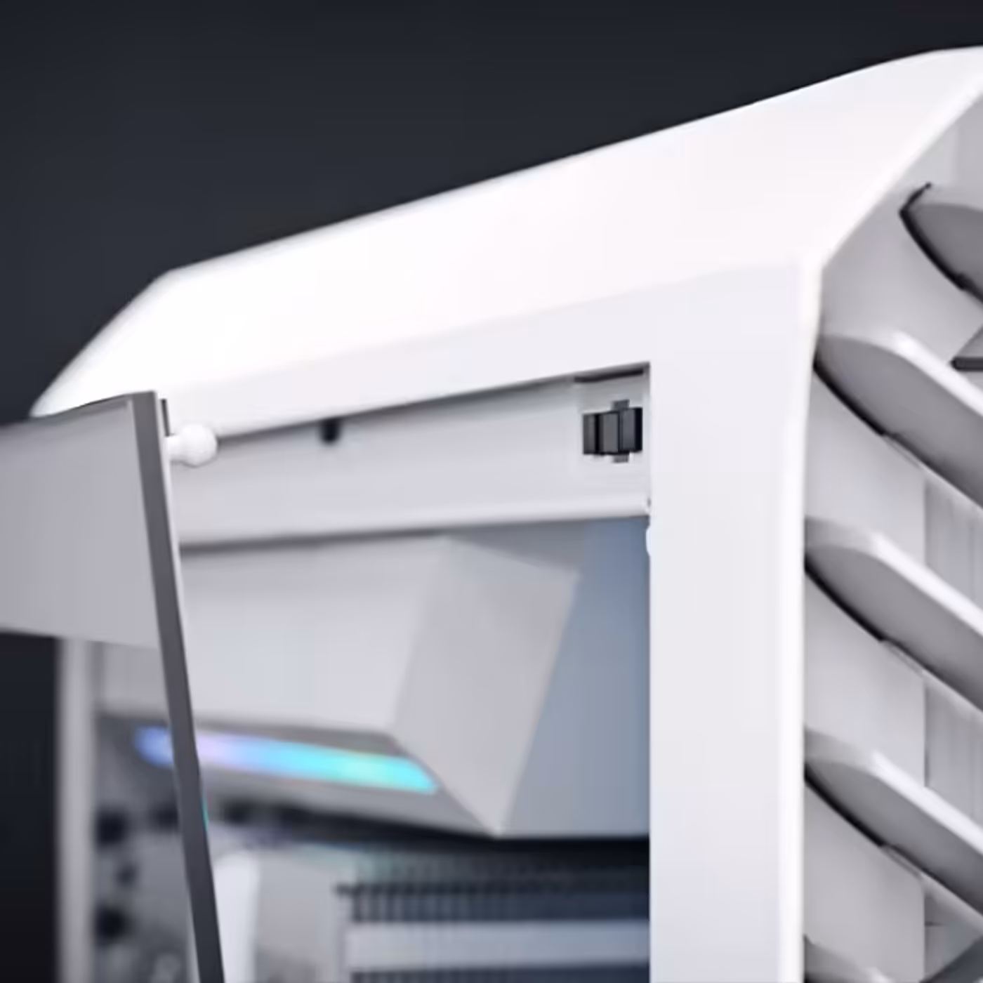 Fractal Design Torrent Nano showing illuminated ARGB effects through glass panel