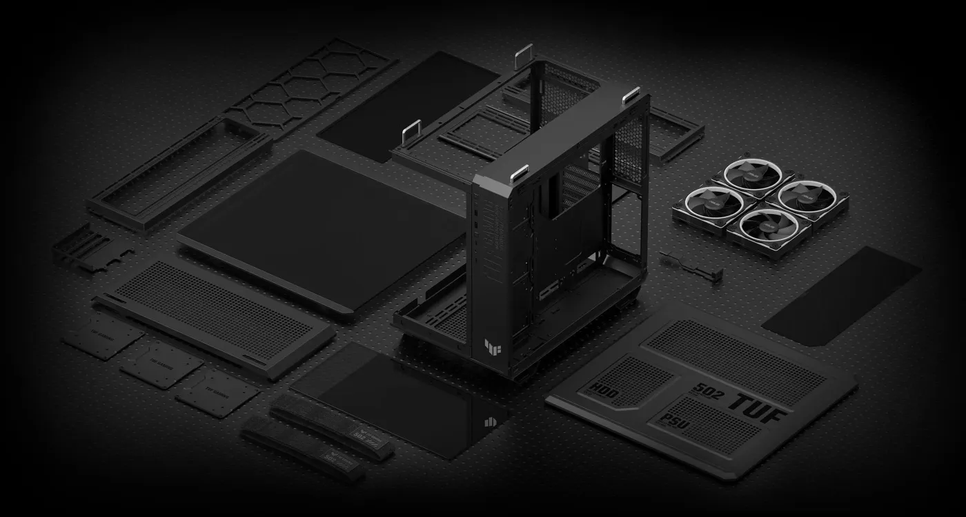 Exploded view of TUF Gaming GT502 Horizon ARGB