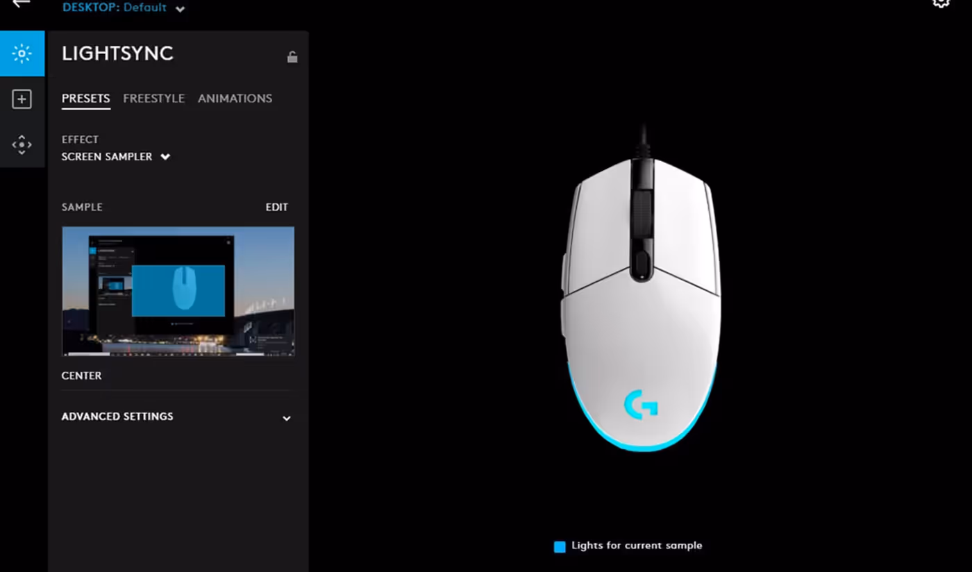 Dynamic Screen Sampling synchronizing G203 lighting with gameplay
