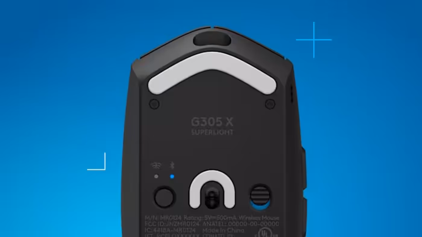 Mouse illustrating LIGHTSPEED, Bluetooth®, and USB-C tri-mode connectivity
