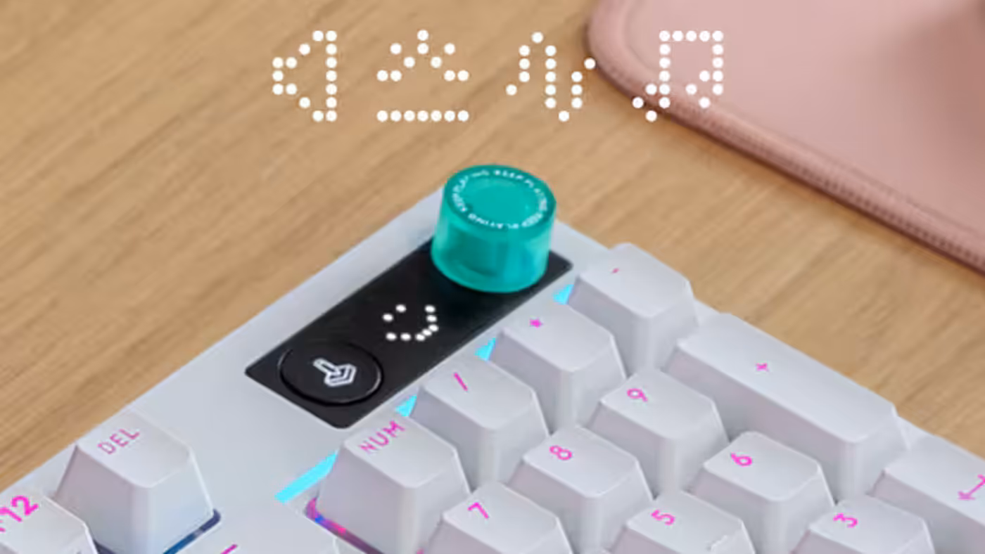 Onboard dial and dot-matrix LED display demonstrating quick control functions
