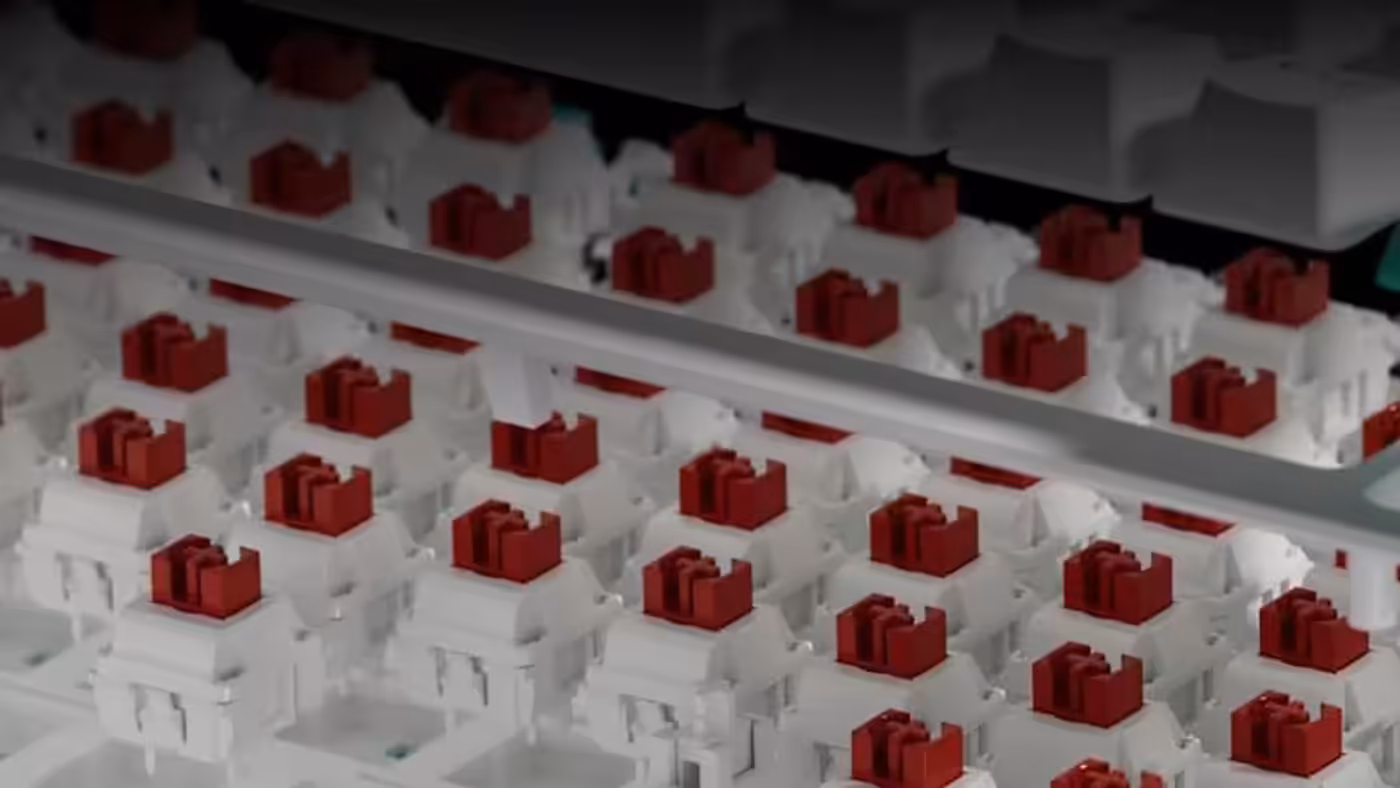 Keyboard interior showing premium silicone gasket mount structure