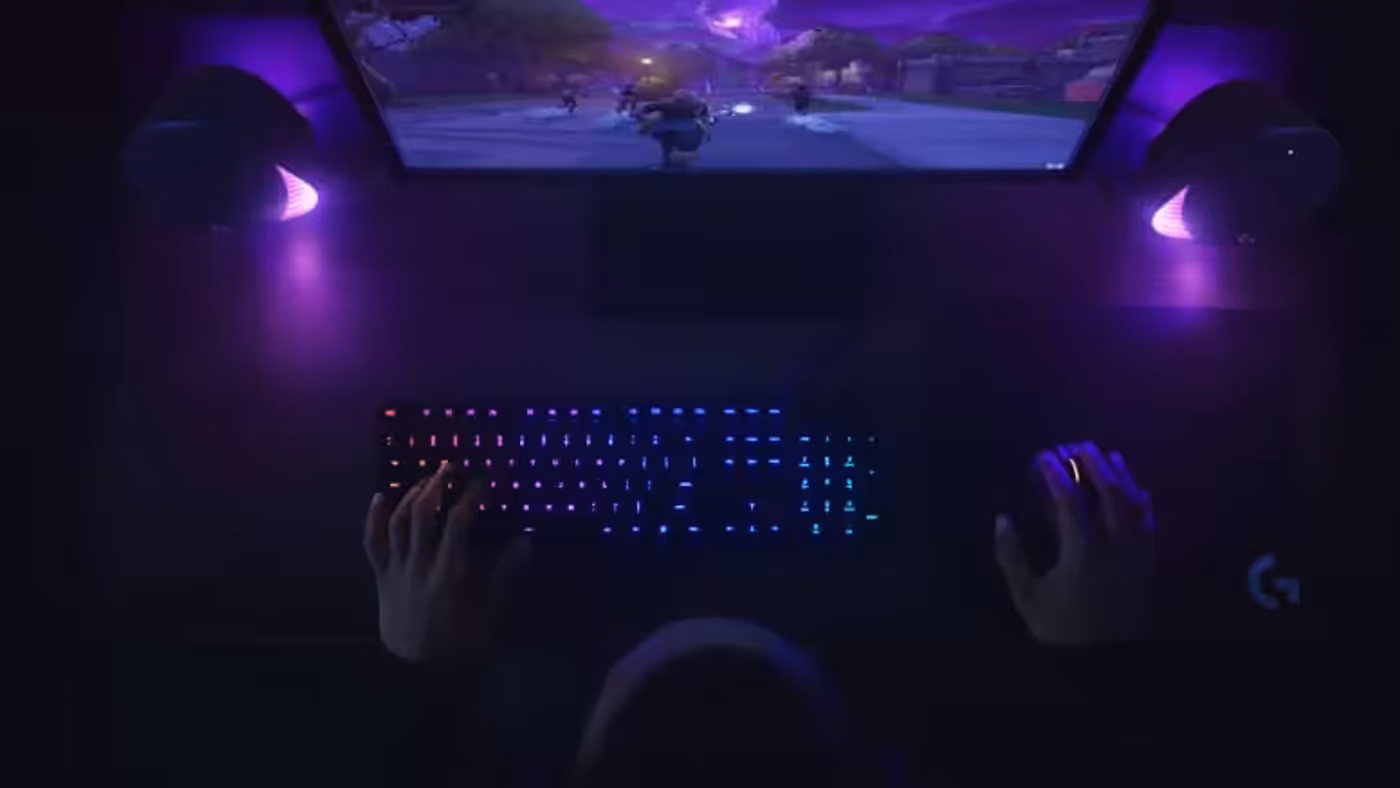 Speakers displaying vibrant RGB lighting and ambient projection zones