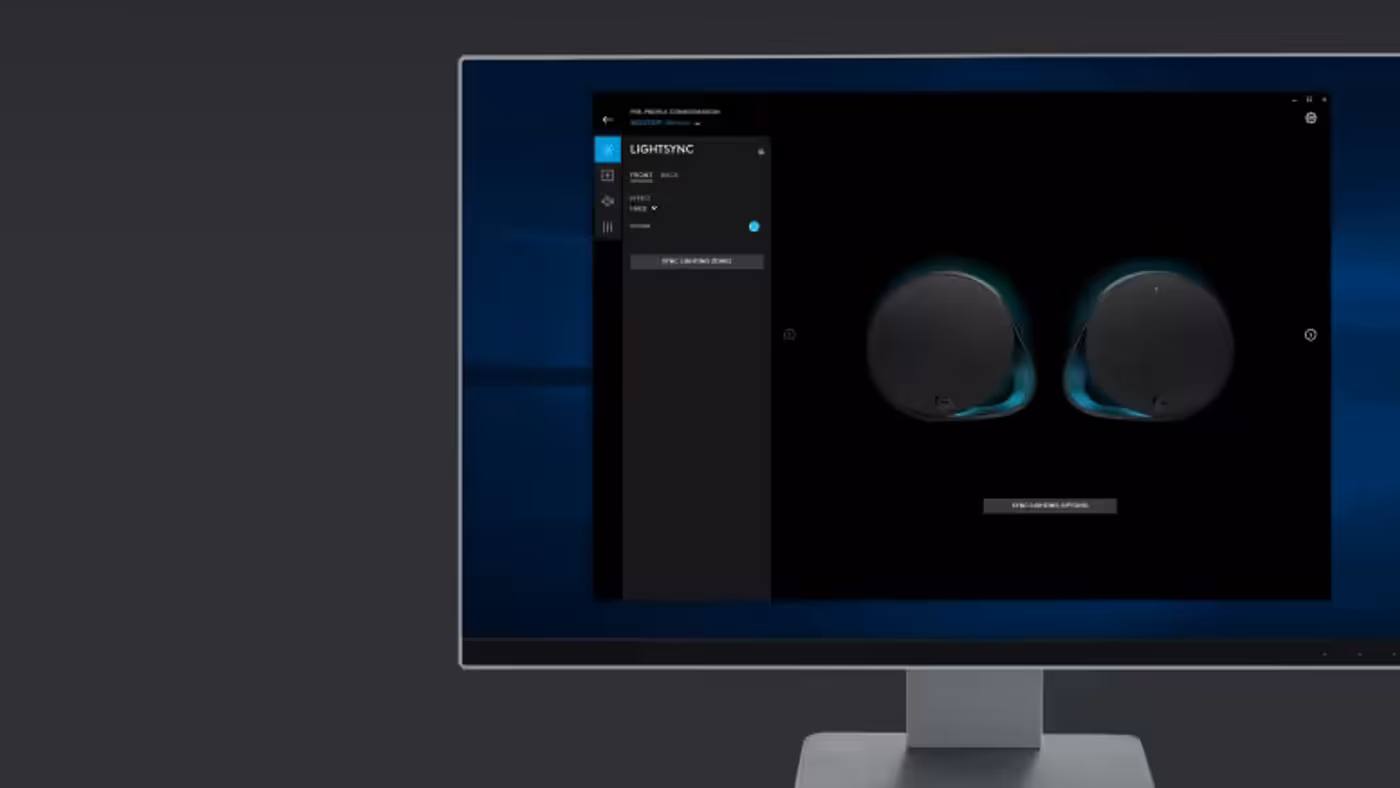 Logitech G HUB software interface displaying lighting customization options