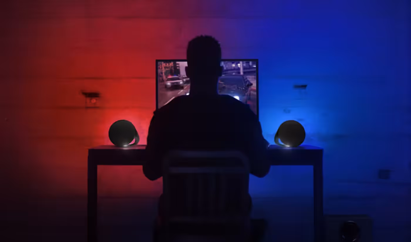 LIGHTSYNC RGB lighting system glowing with customizable colors