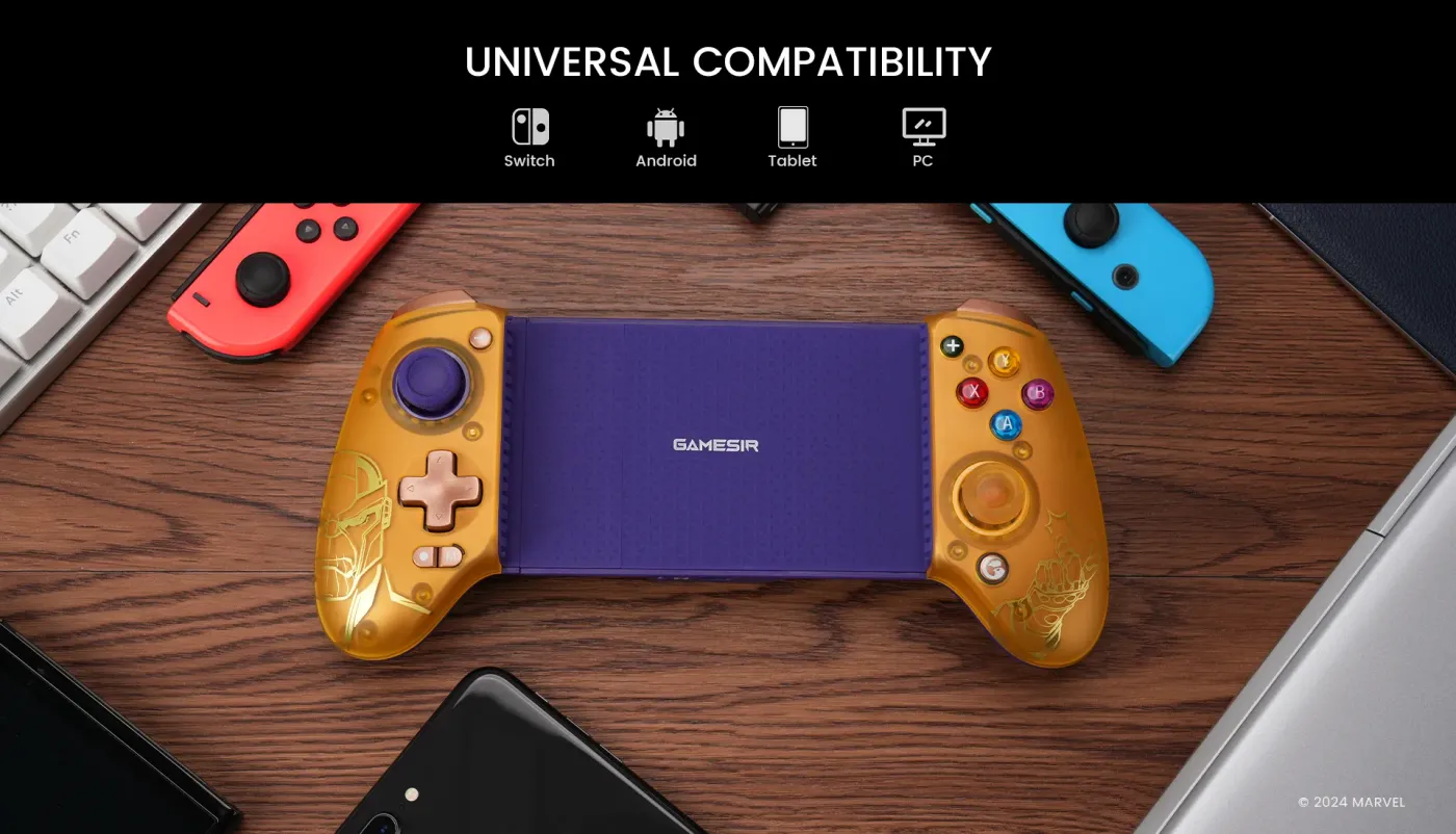 Thanos artwork across the shell of the G8 Plus controller