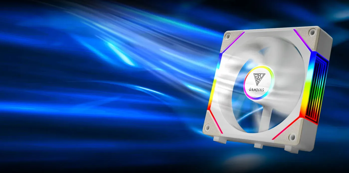 Gamdias AEOLUS P2-1201 case fan showing cooling and lighting design