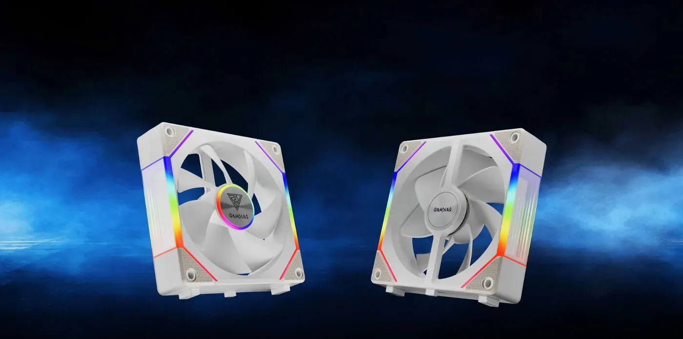 Aesthetic view of the AEOLUS P2-1201 fan featuring ARGB infinity mirrors