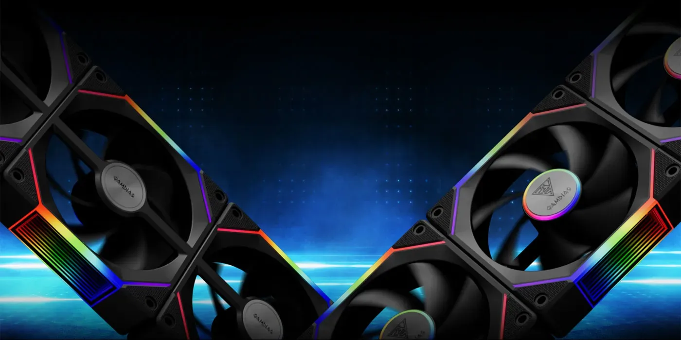 Gamdias Aeolus P2-1203U case fan with infinity mirror lighting and aluminum detailing