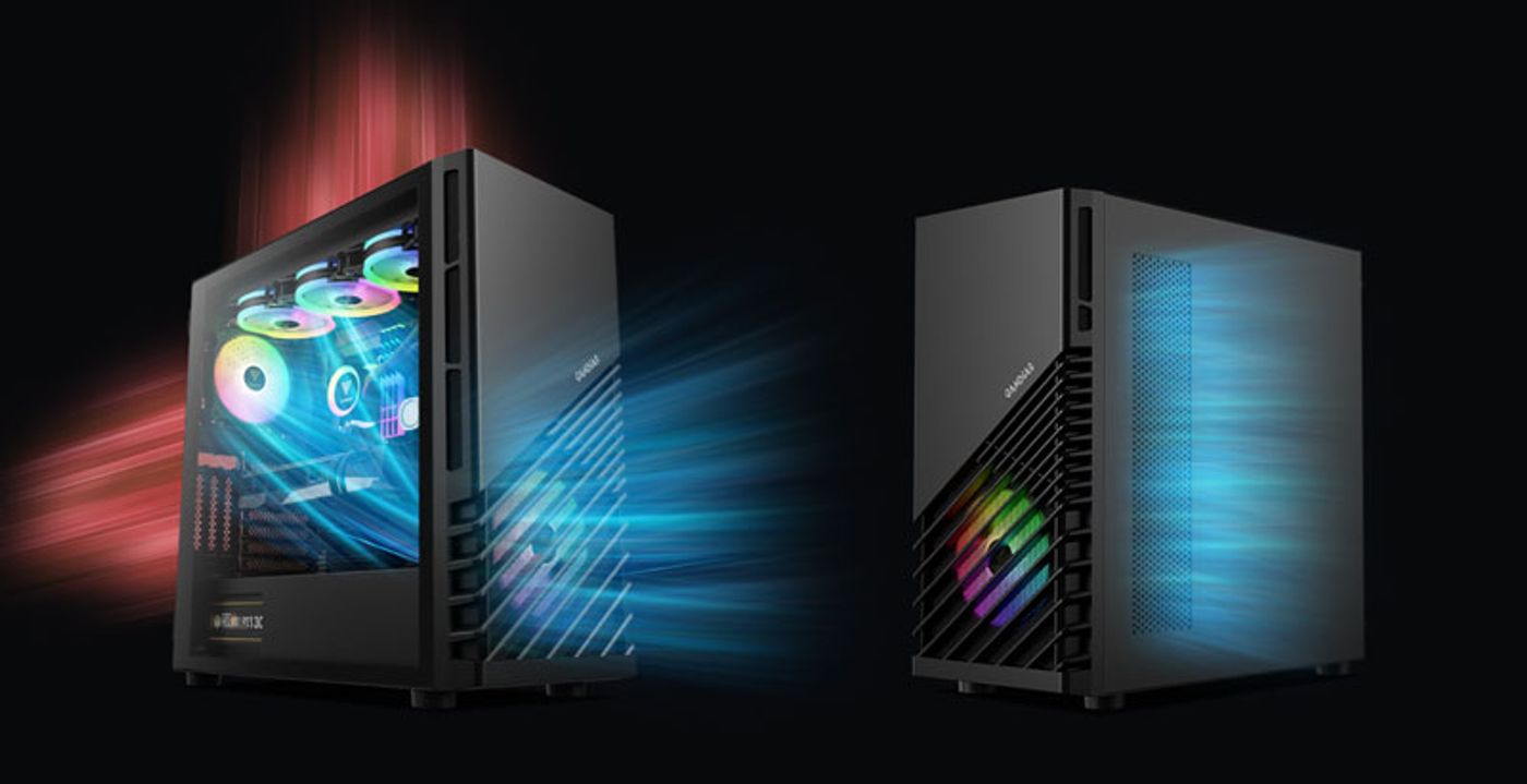 ARGUS M4 gaming case showing perforated mesh panels for optimized airflow