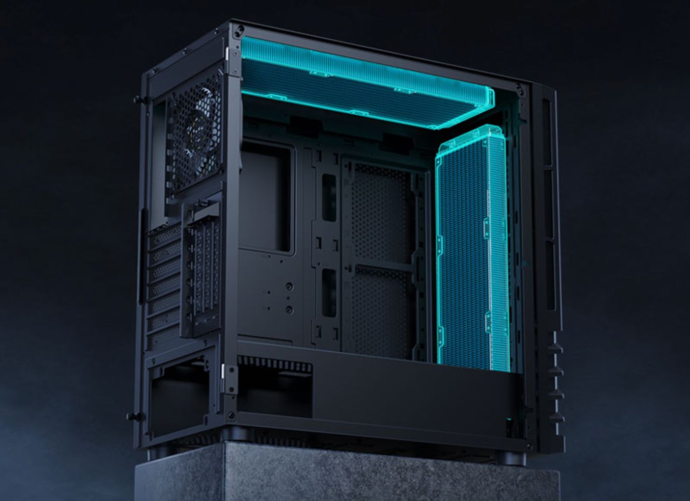 Dual 360mm radiator installation support within the ARGUS M4 case