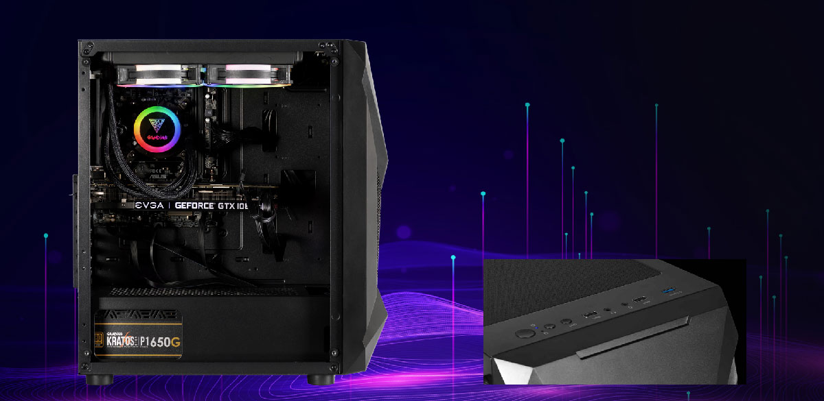 Gamdias ATHENA E1 Elite Gaming Case - Sync Lighting Desktop