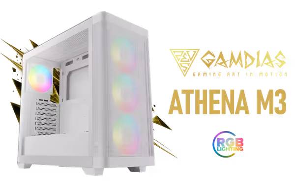 GAMDIAS ATHENA M3 WH E-ATX Mid Tower Gaming PC Case - image 1 GAMDIAS ATHENA M3 WH E-ATX Mid Tower Gaming PC Case - image 1