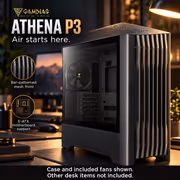 GAMDIAS ATHENA P3 Mid Tower Case - Black | 4x 140mm Fans - image 12