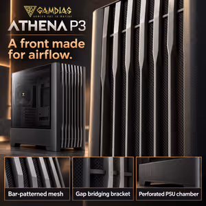 GAMDIAS ATHENA P3 Mid Tower Case - Black | 4x 140mm Fans - image 9