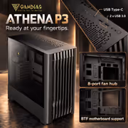 GAMDIAS ATHENA P3 Mid Tower Case - Black | 4x 140mm Fans - image 13