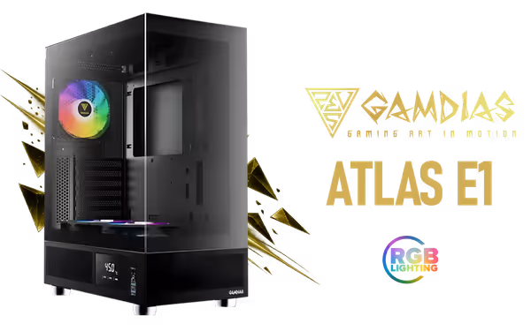 GAMDIAS ATLAS E1 ATX Mid Tower PC Case with ARGB Fans - image 1 GAMDIAS ATLAS E1 ATX Mid Tower PC Case with ARGB Fans - image 1