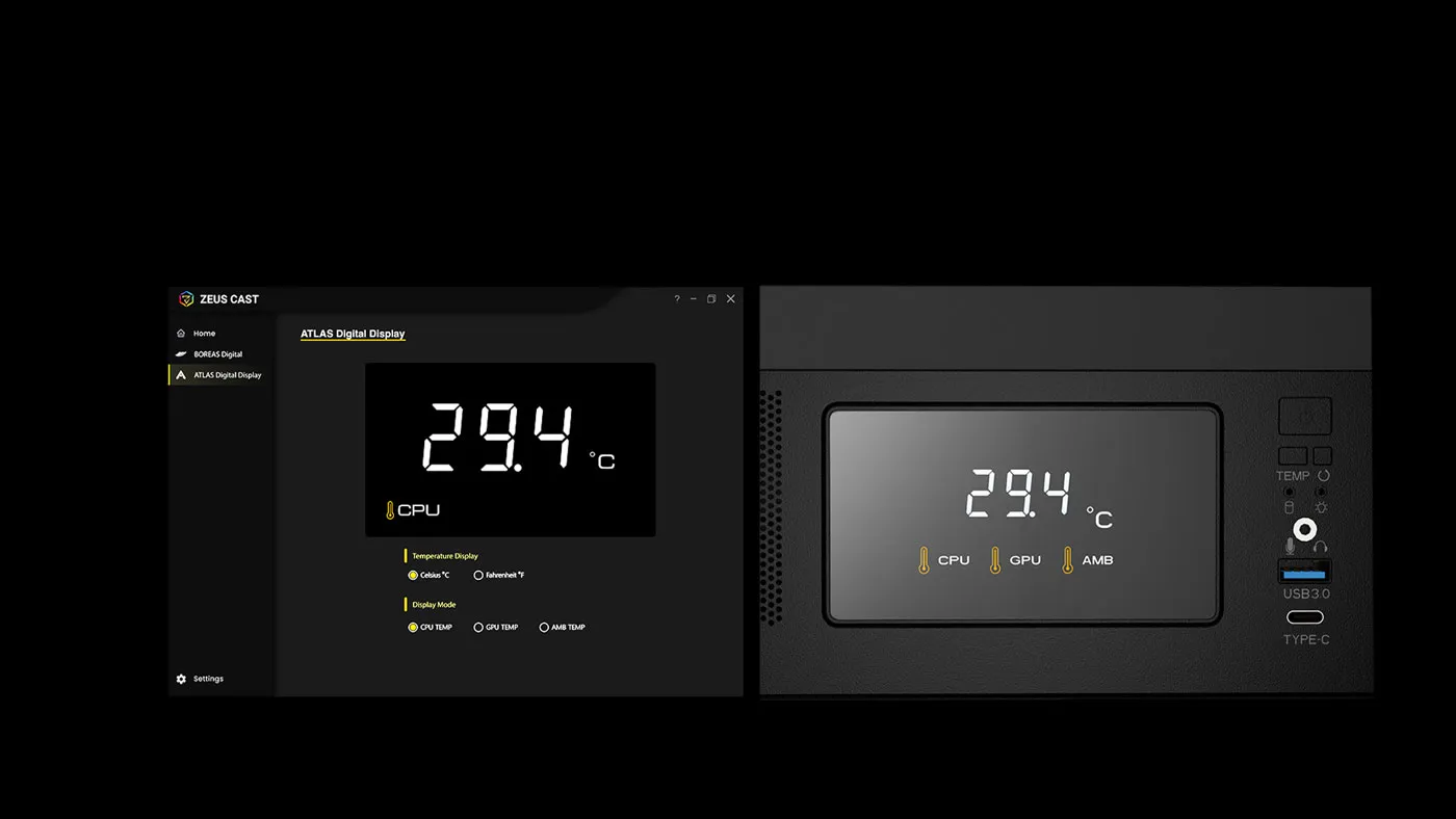 Gamdias Atlas M1 Gaming Case Real-Time Monitoring - Desktop View