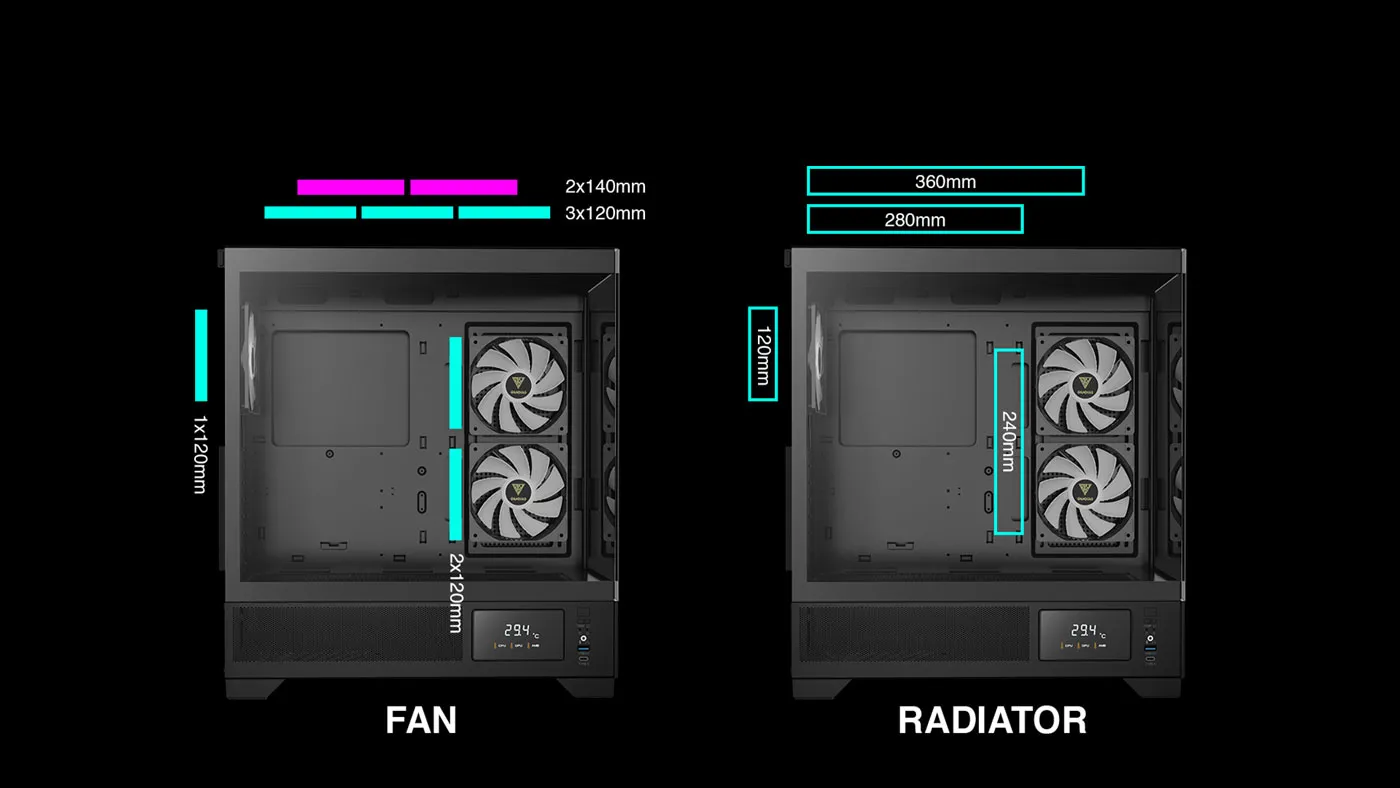Gamdias Atlas M1 Gaming Case Cooling Support - Desktop View