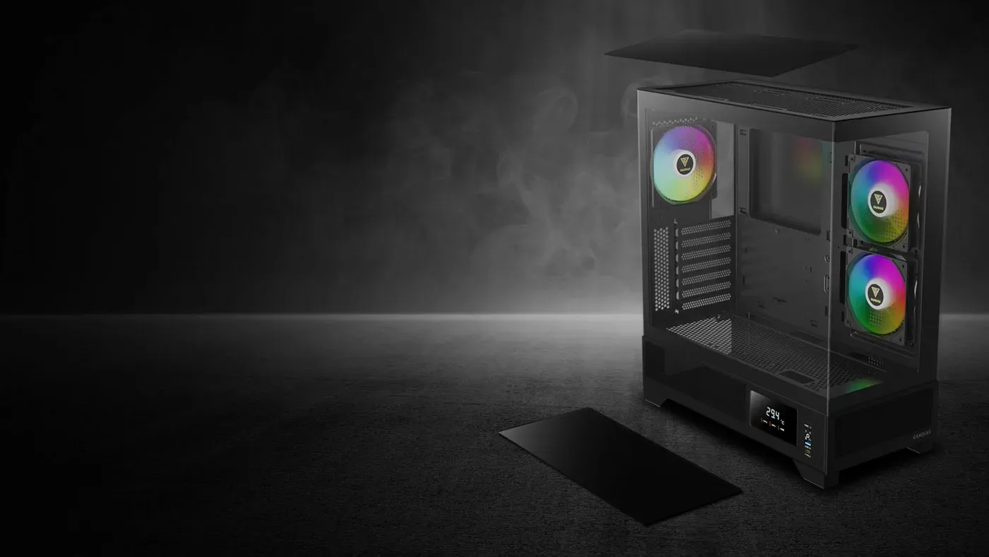 Top and bottom dust filters fitted to the Gamdias Atlas M1 case